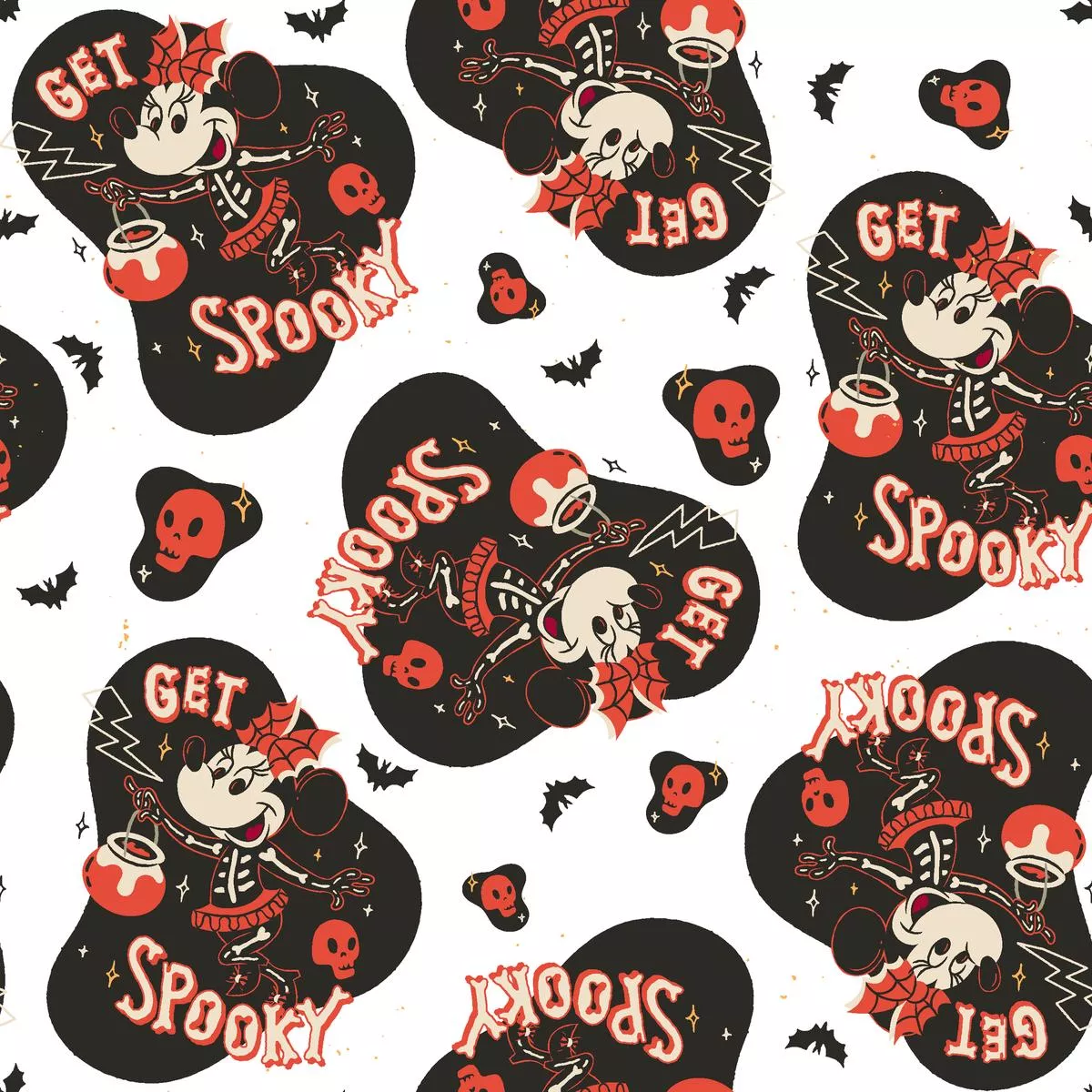 disney-minnie-mouse-white-get-spooky-fabric Disney Minnie Mouse White Get Spooky Fabric