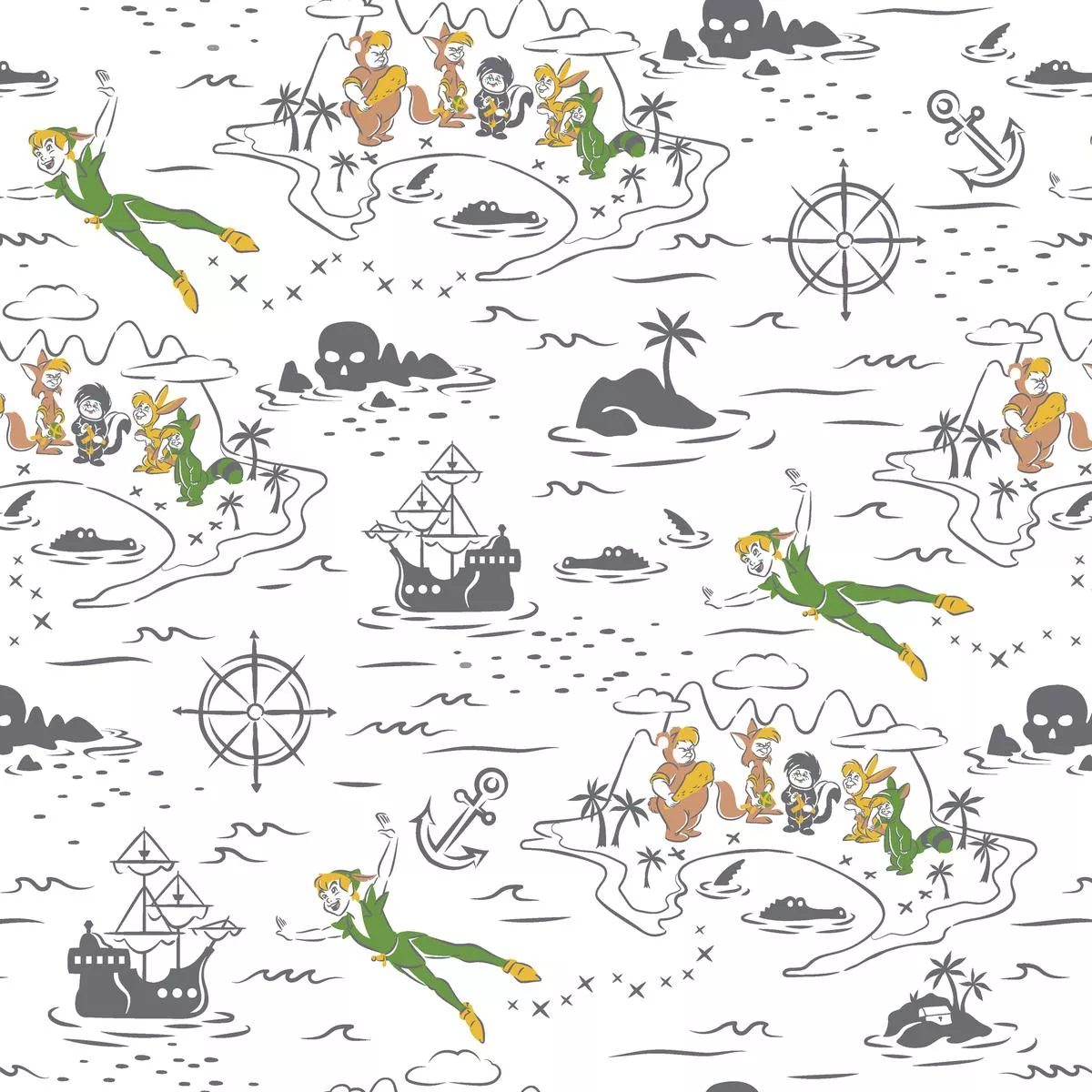 disney-peter-pan-pirate-cove-fabric Disney Peter Pan Pirate Cove Fabric