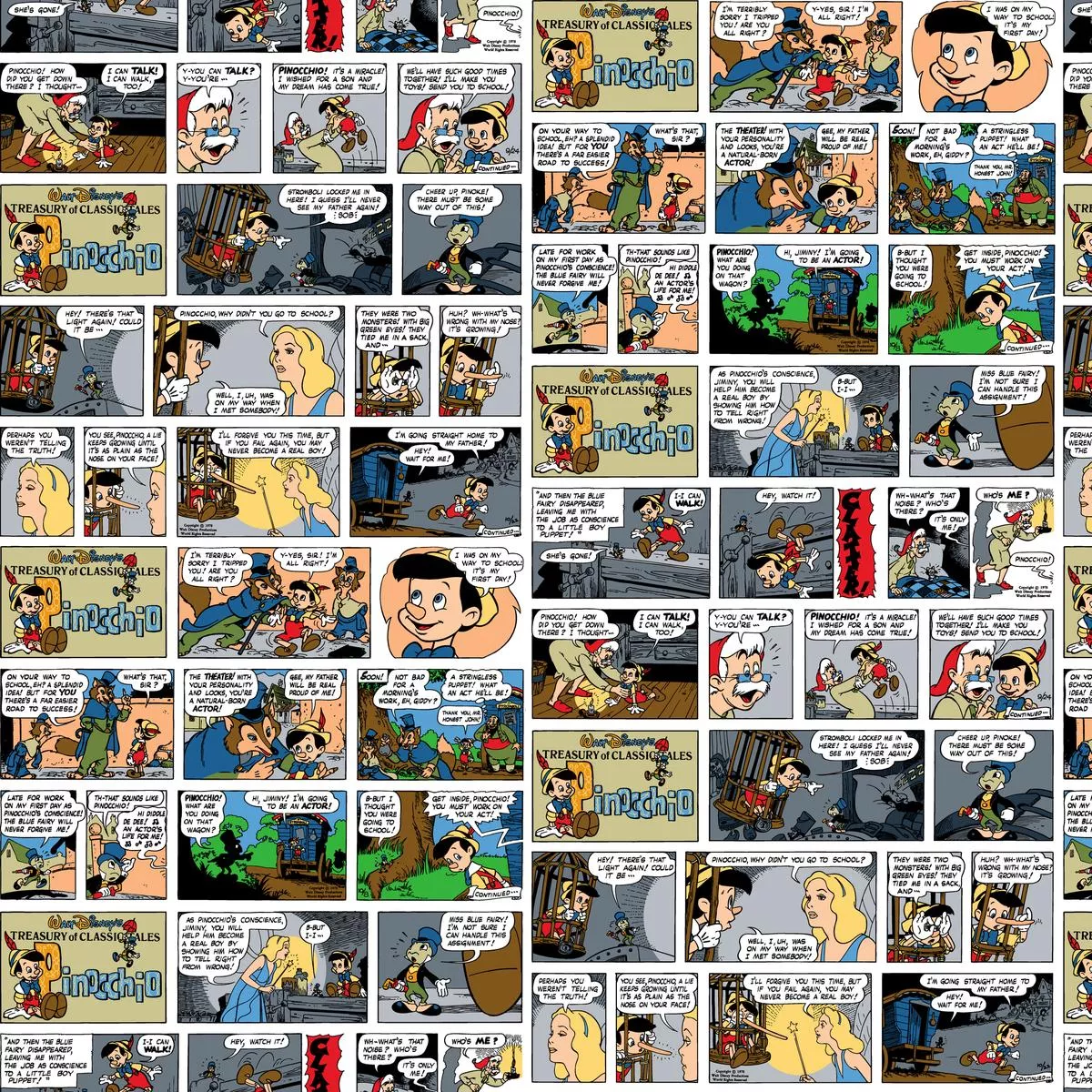 Disney Pinocchio Vintage Comic Fabric