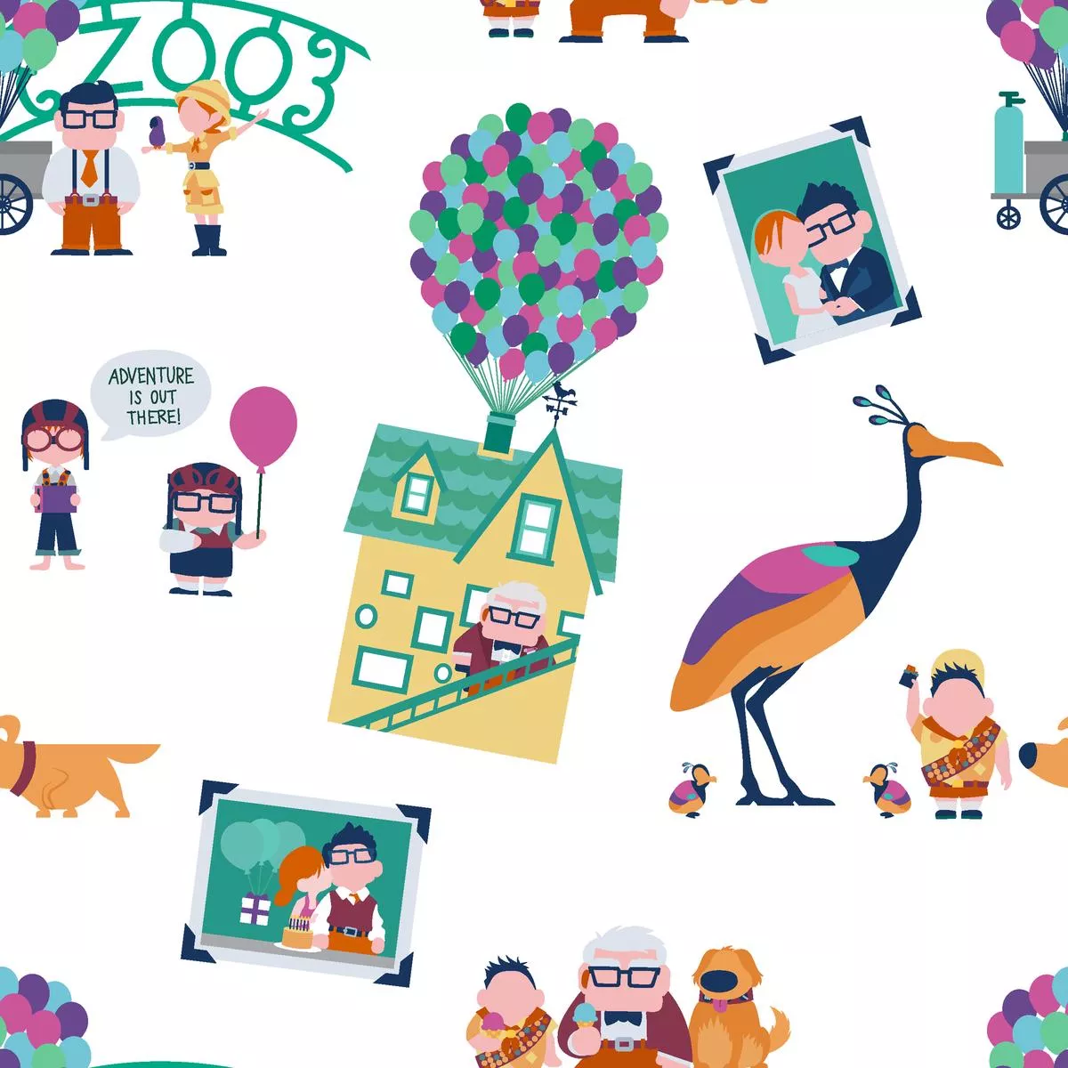 disney-pixar-up-cartoon-scenes-fabric Disney Pixar Up Cartoon Scenes Fabric