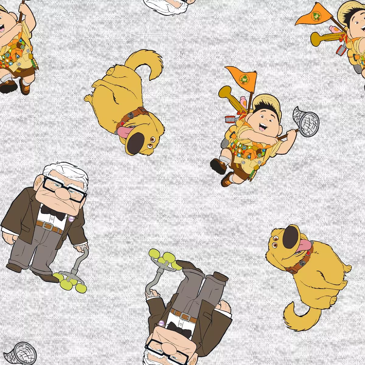 disney-pixar-up-gray-scattered-character-fabric Disney Pixar Up Gray Scattered Character Fabric