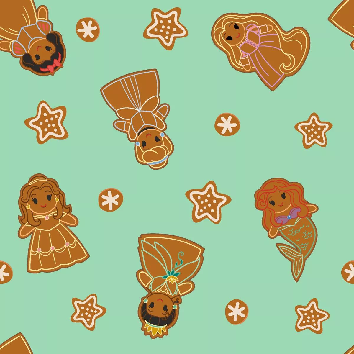 disney-princess-gingerbread-cookie-fabric Disney Princess Gingerbread Cookie Fabric