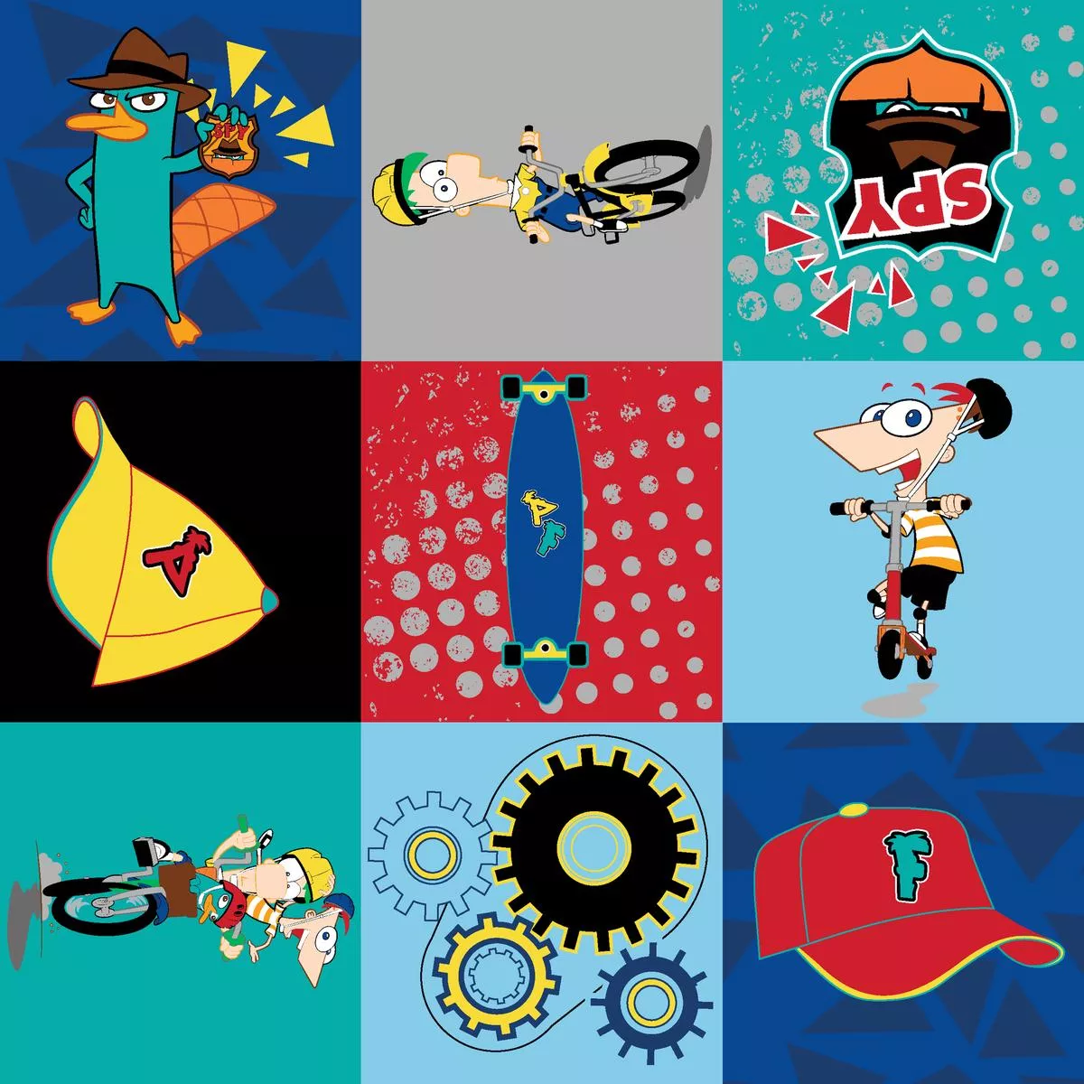 Disney’s Phineas & Ferb Character Grid Fabric