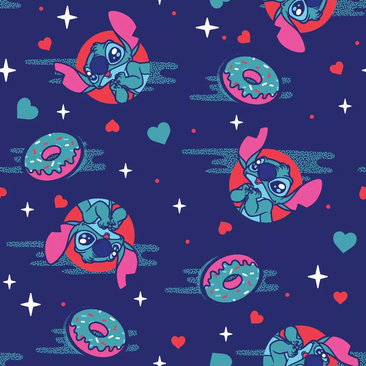 Disney Stitch Donut Adventure Fabric