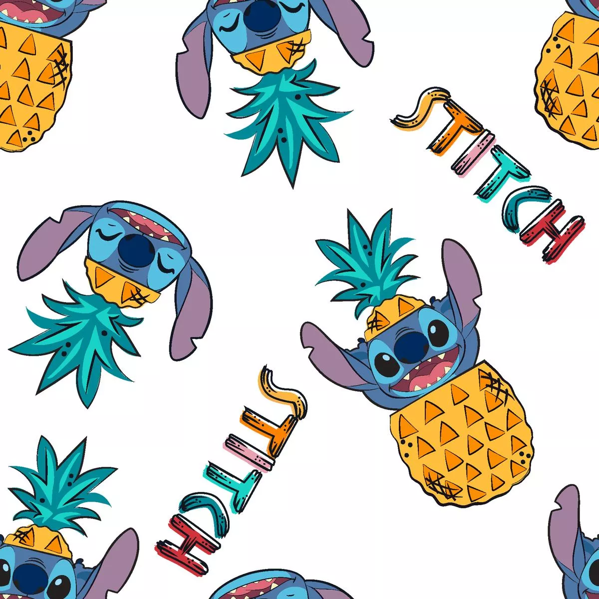 Disney Stitch Pineapple Peek Fabric