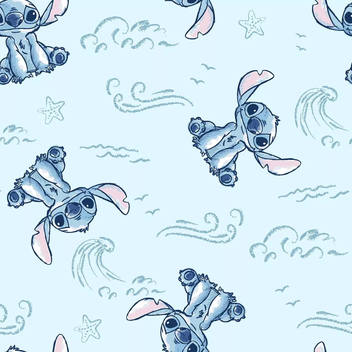 Disney Stitch Riding the Waves Fabric