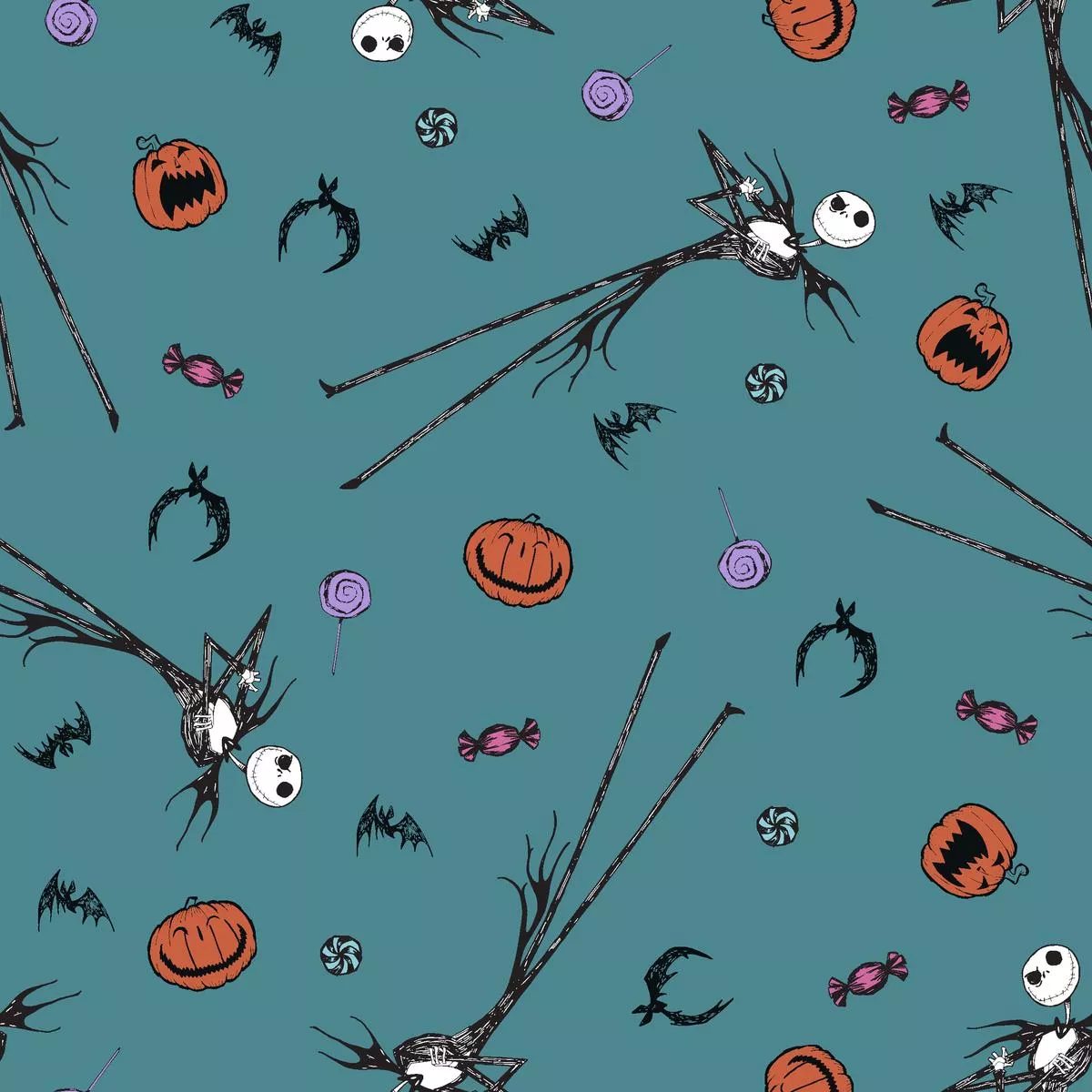 disney-tim-burton-s-nightmare-before-christmas-teal-halloween-candy-fabric Disney Tim Burton’s The Nightmare Before Christmas Teal Halloween Candy Fabric