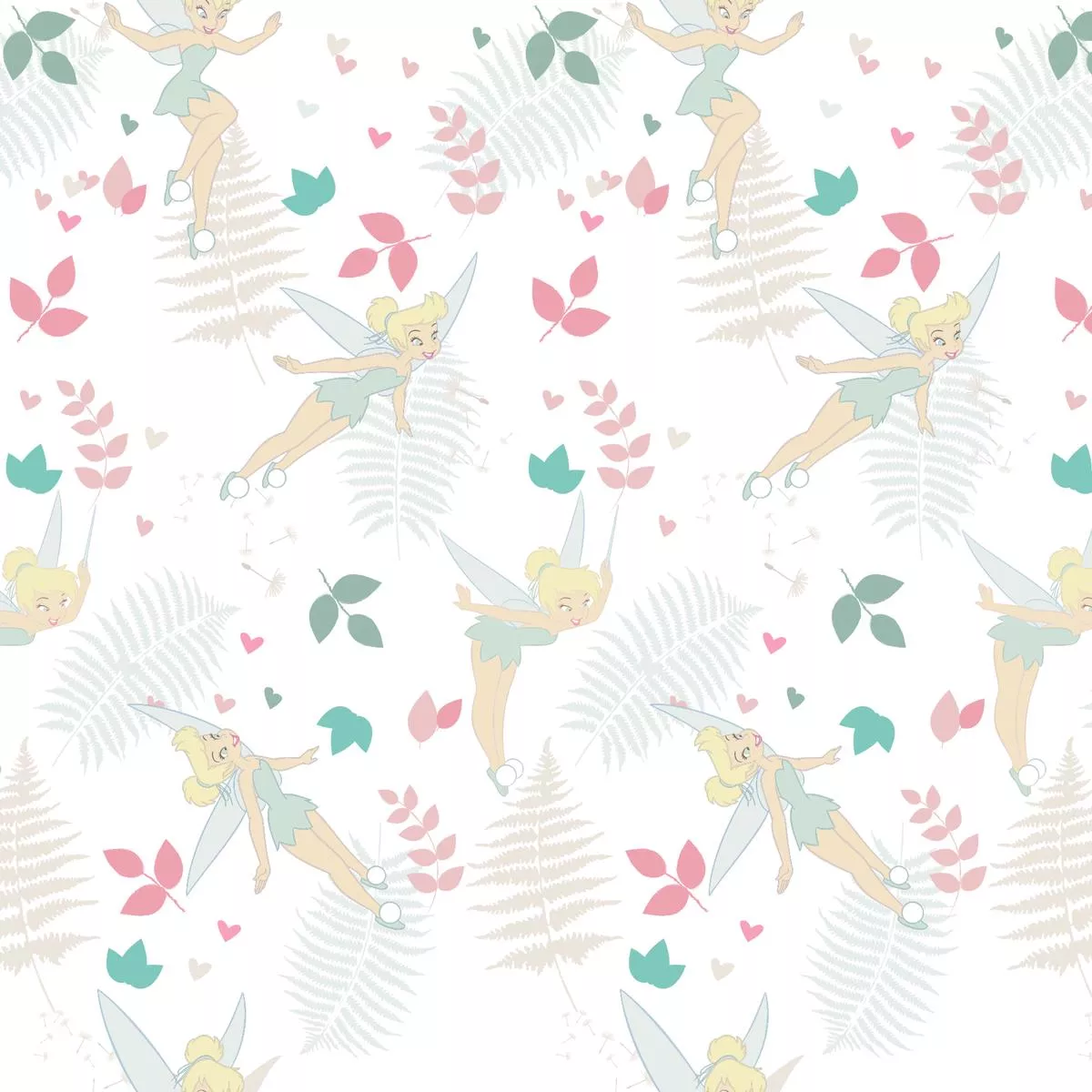 disney-tinker-bell-flying-through-ferns-fabric Disney Tinker Bell Flying Through Ferns Fabric