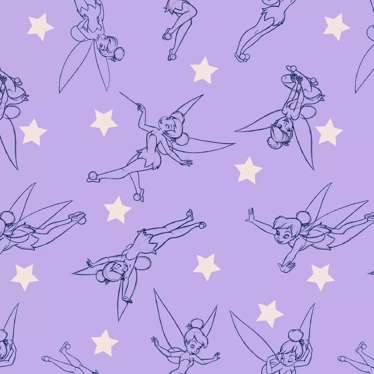 disney-tinker-bell-purple-stars-fabric Disney Tinker Bell Purple Stars Fabric