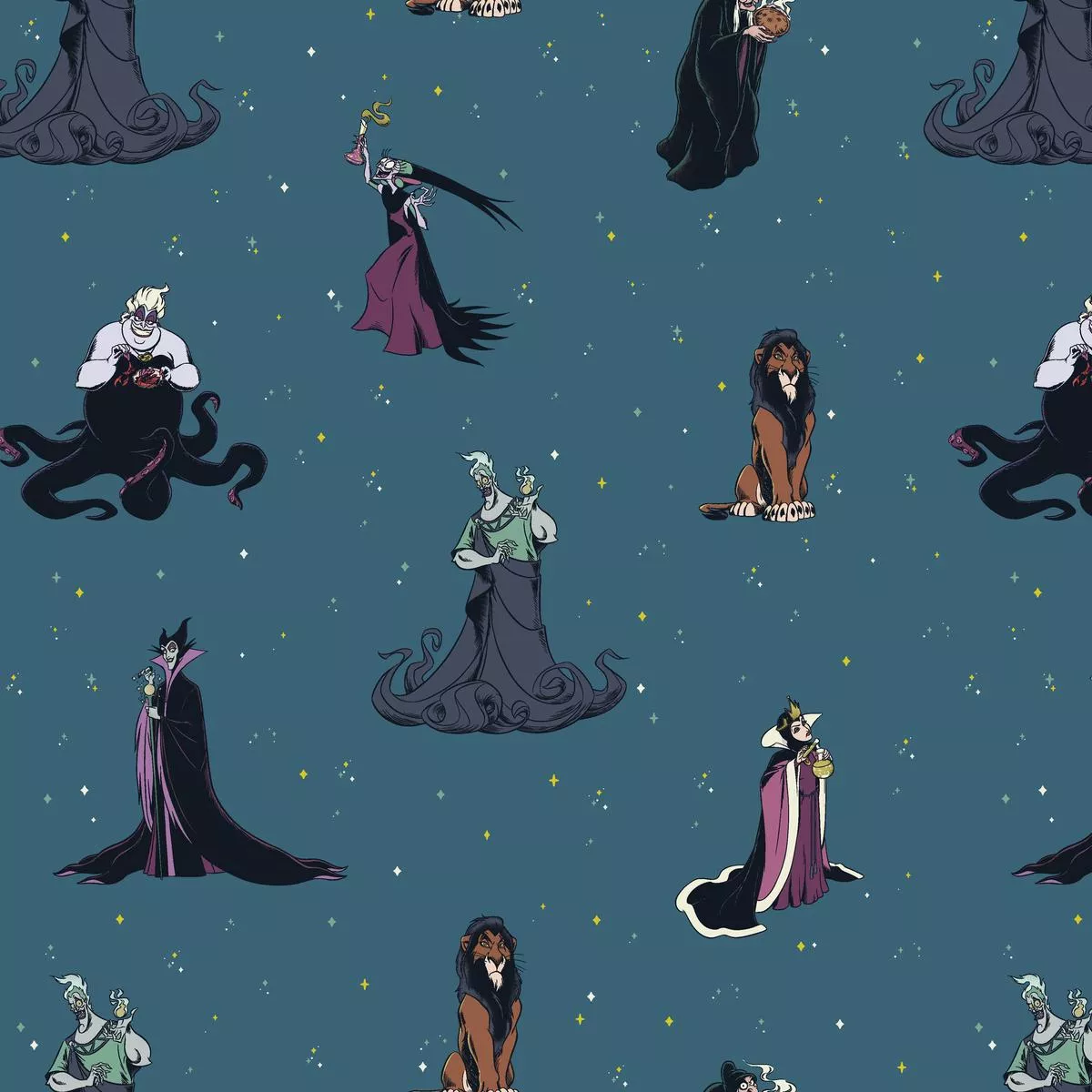 disney-villains-sparkles-evil-fabric Disney Villains Sparkles and Evil Fabric