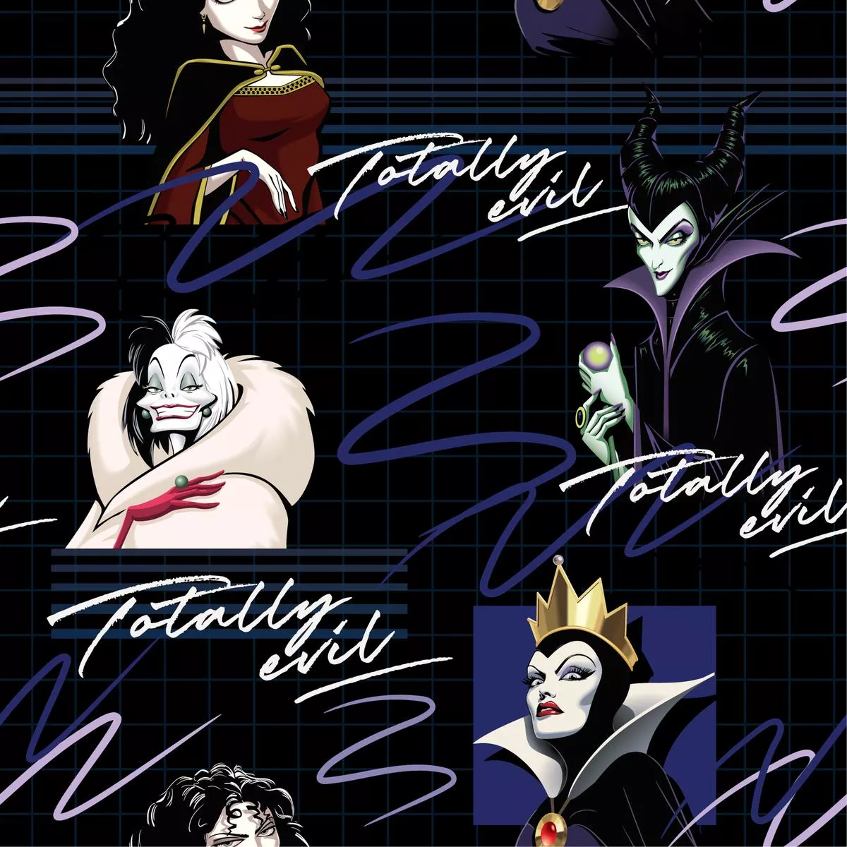 disney-villains-totally-evil-grid-fabric Disney Villains Totally Evil Grid Fabric