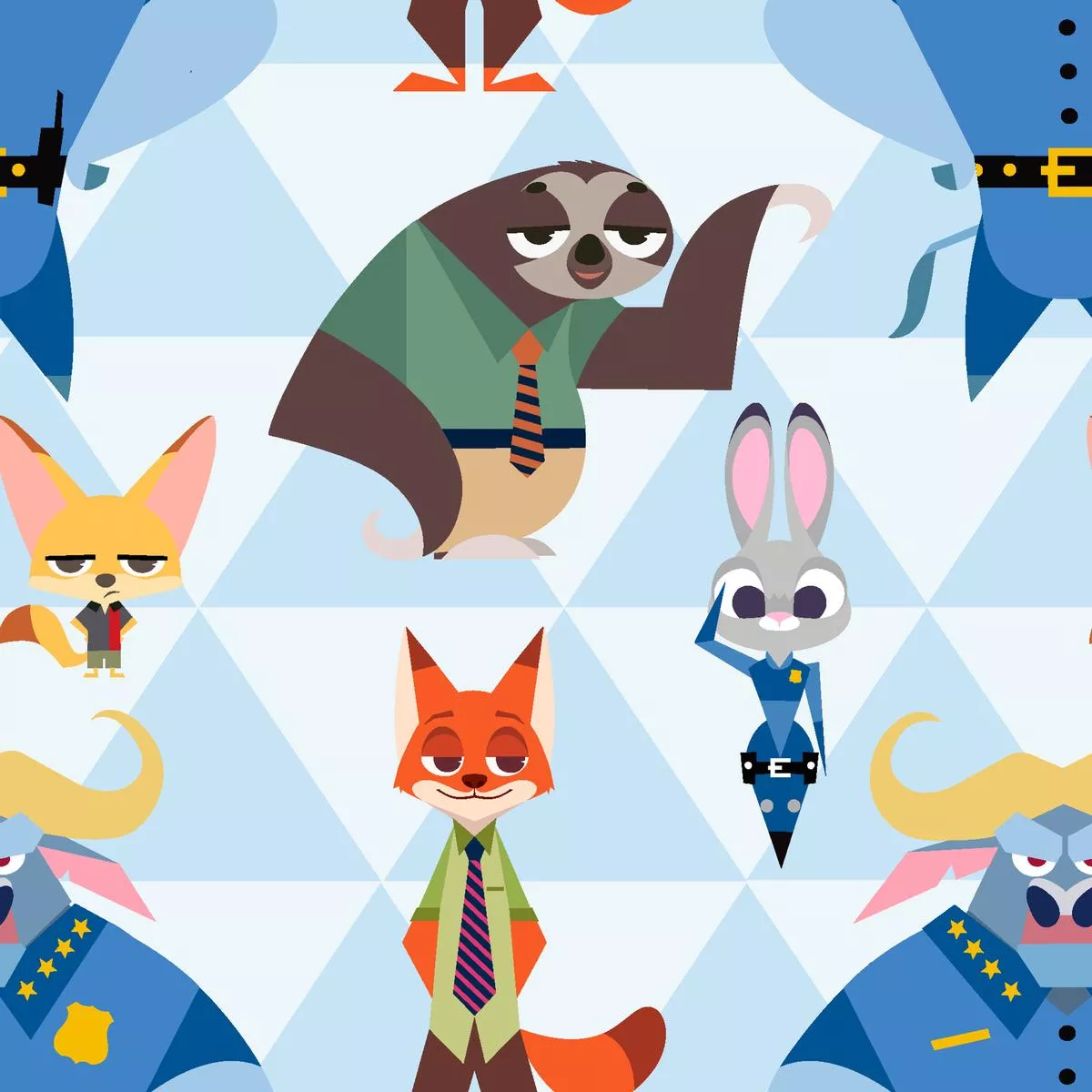 Disney Zootopia Reporting for Duty Triangle Toss on Blue Fabric