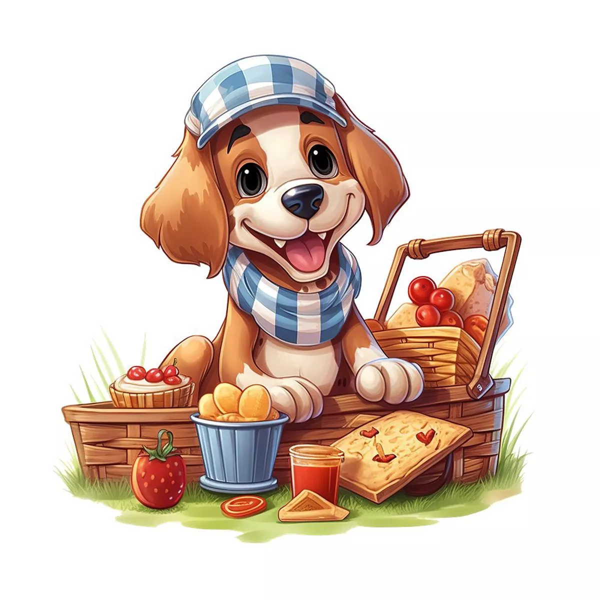 dog-on-picnic-1-fabric-panel Dog On A Picnic #1 Fabric Panel