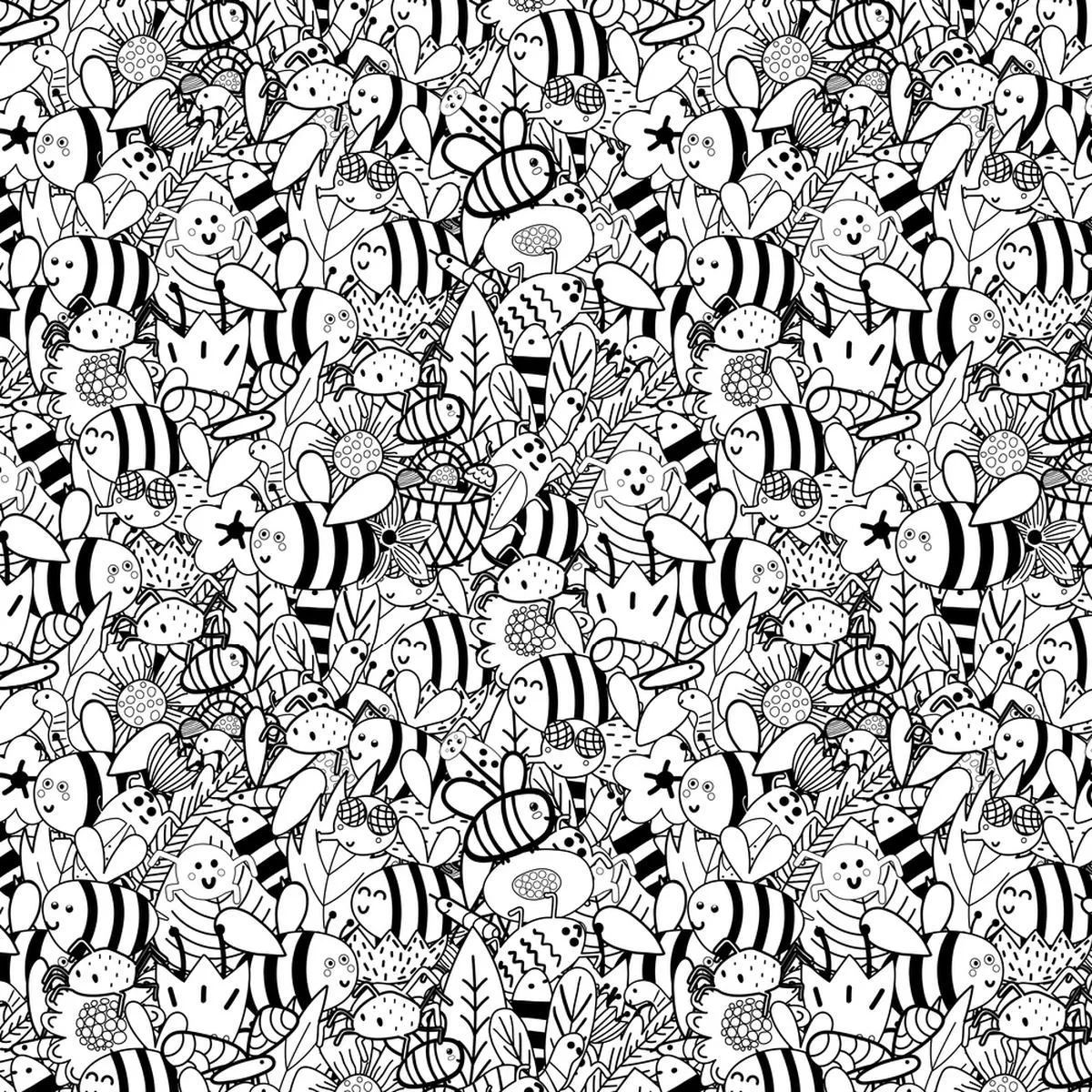Doodle Insects Fabric – Black