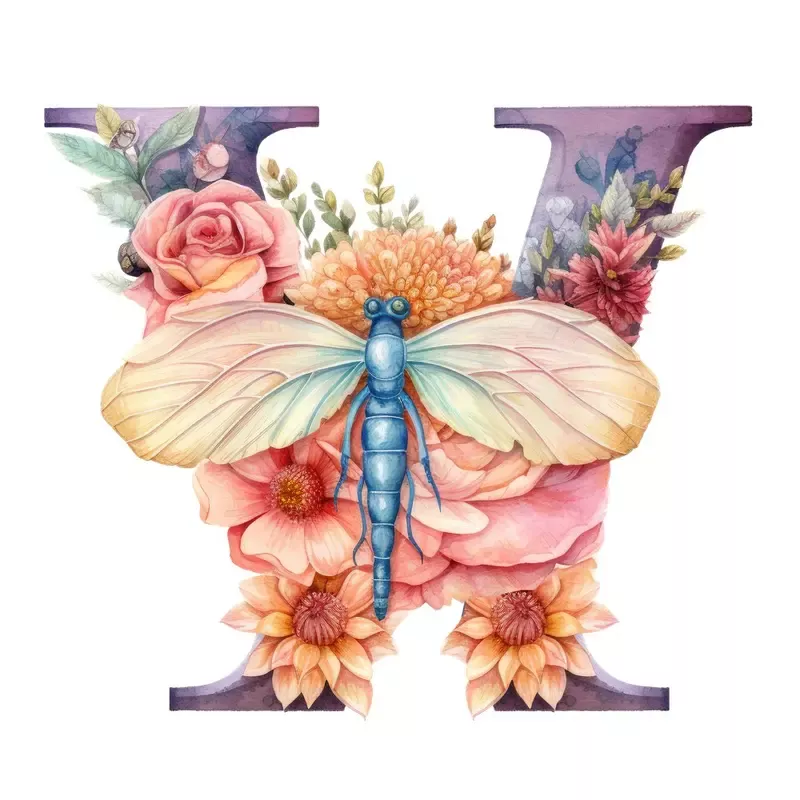 dragonfly-flower-w-fabric-panel Dragonfly Flower ”W” Fabric Panel