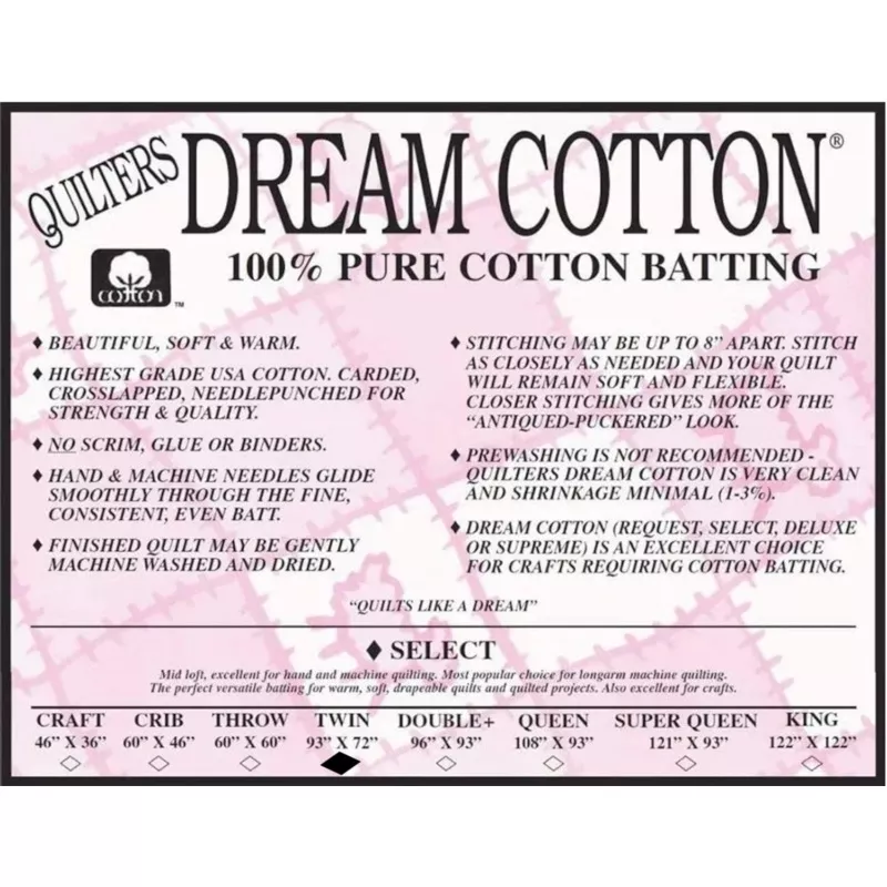 Dream Cotton Batting – Select Natural Twin