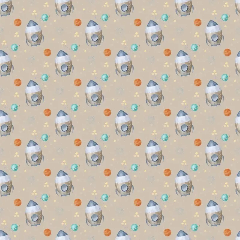 dreams-outerspace-shuttles-fabric-brown Dreams of Outerspace Shuttles Fabric – Brown