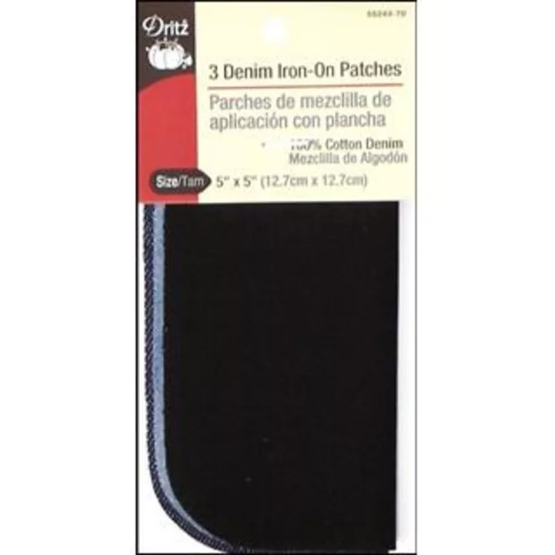 Dritz Patch Iron On 5×5 Denim Blk,Stonewash,Dk 3pc