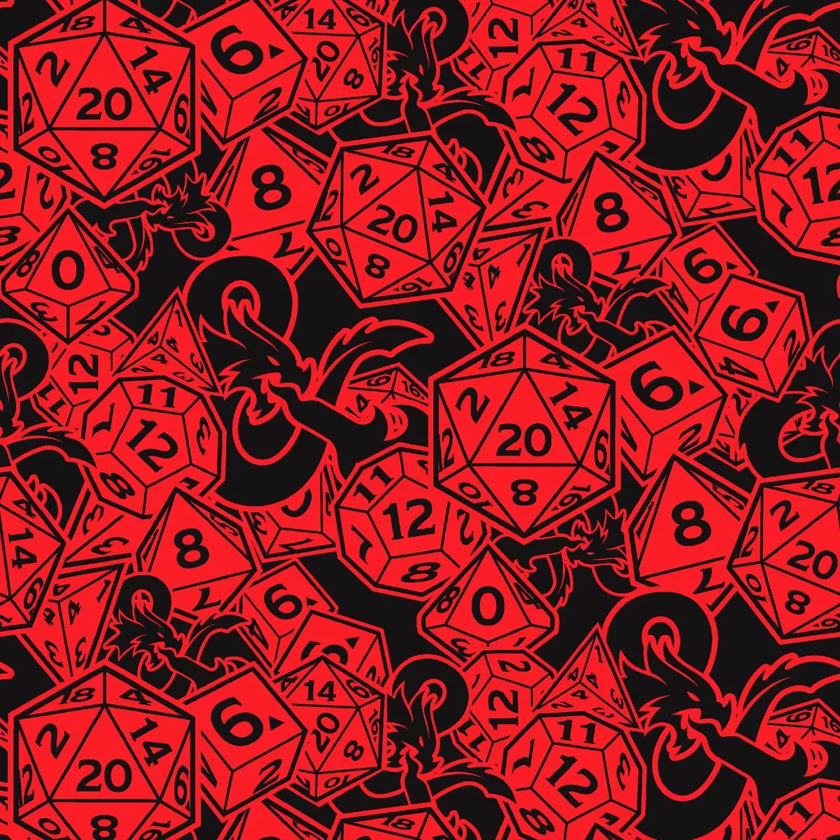 Dungeons & Dragons Ampers and Dice Red Fabric