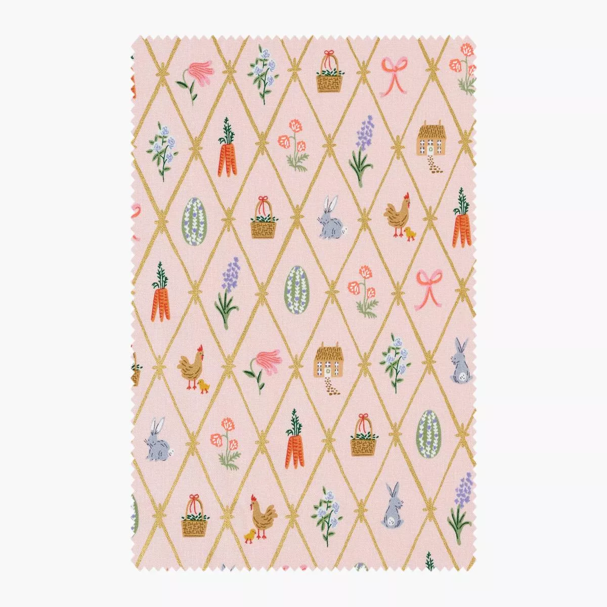 Easter Lattice Canvas Metallic Fabric – Blush