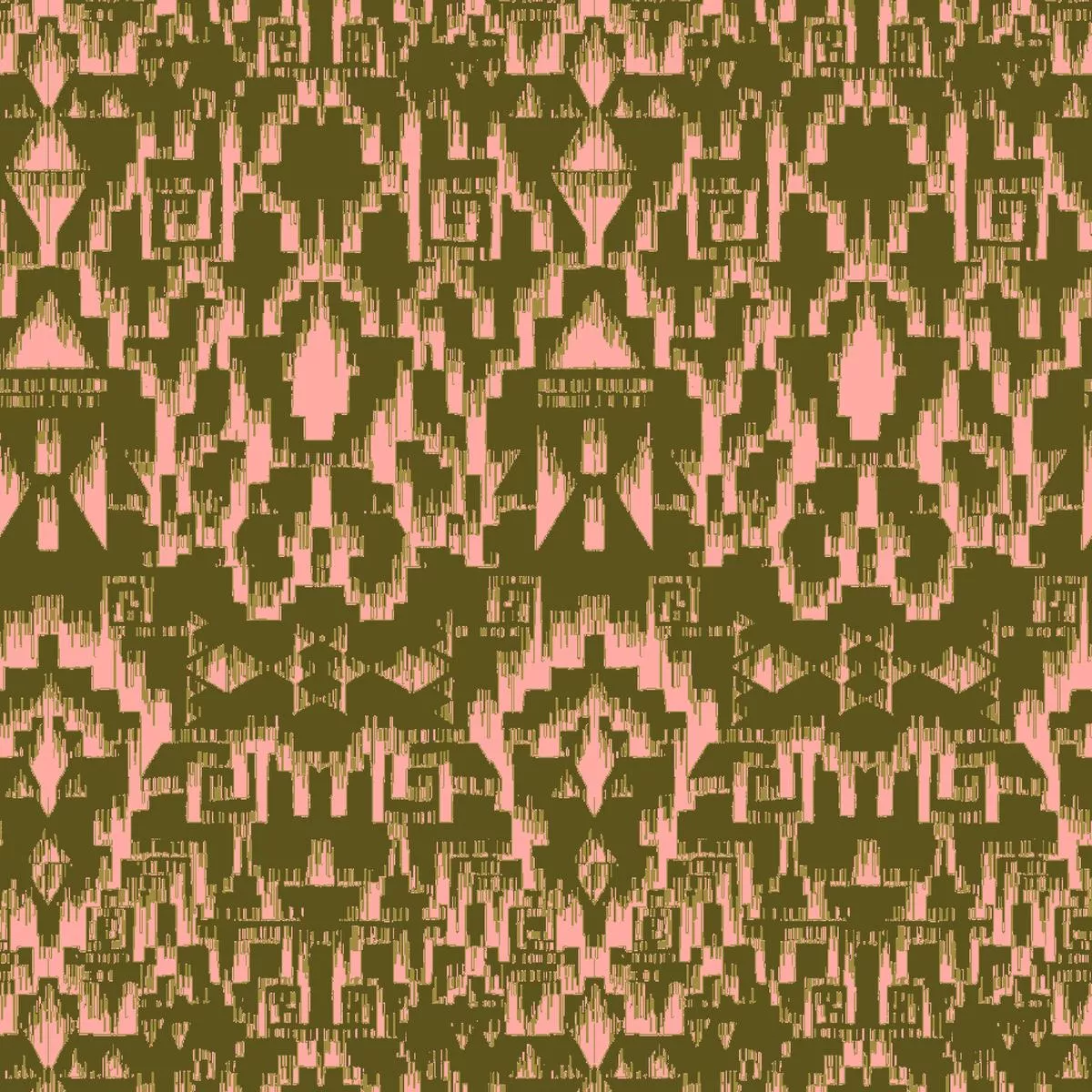 Echo Ikat on Green & Pink Fabric
