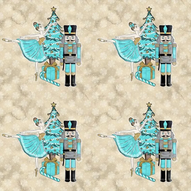 elegant-nutcracker-ballerinas-fabric-tan Elegant Nutcracker and Ballerinas Fabric – Tan