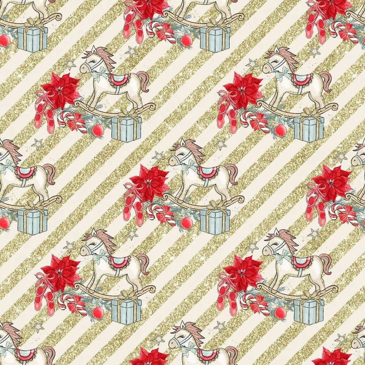 elegant-nutcracker-rocking-horse-stripes-fabric-tan Elegant Nutcracker Rocking Horse Stripes Fabric – Tan
