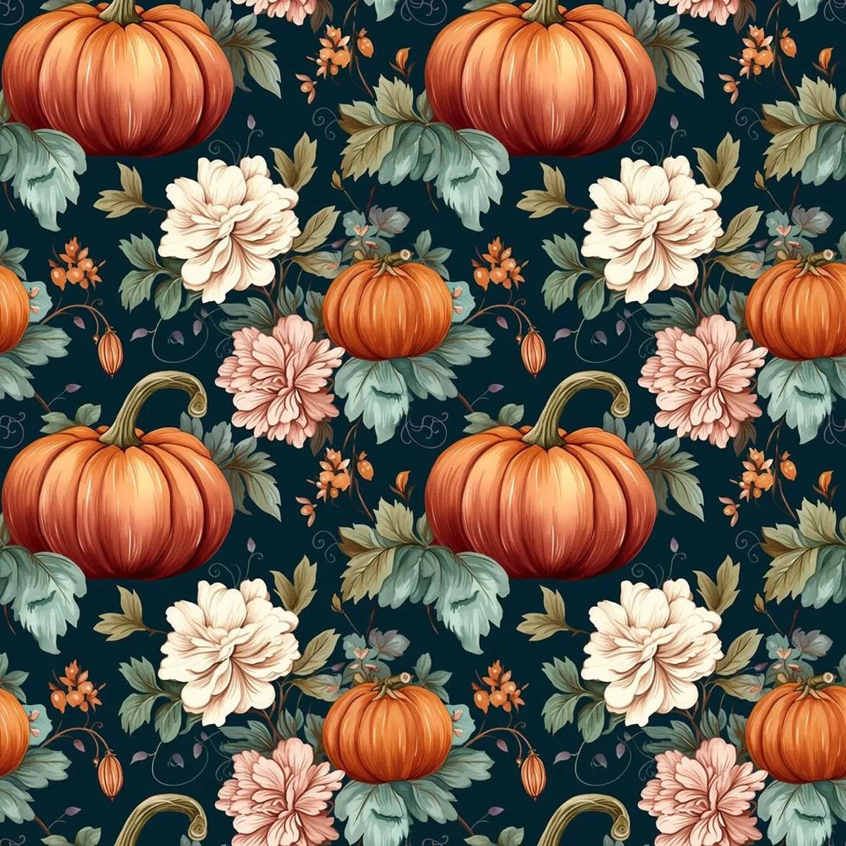 elegant-pumpkin-floral-fabric Elegant Pumpkin & Floral Fabric