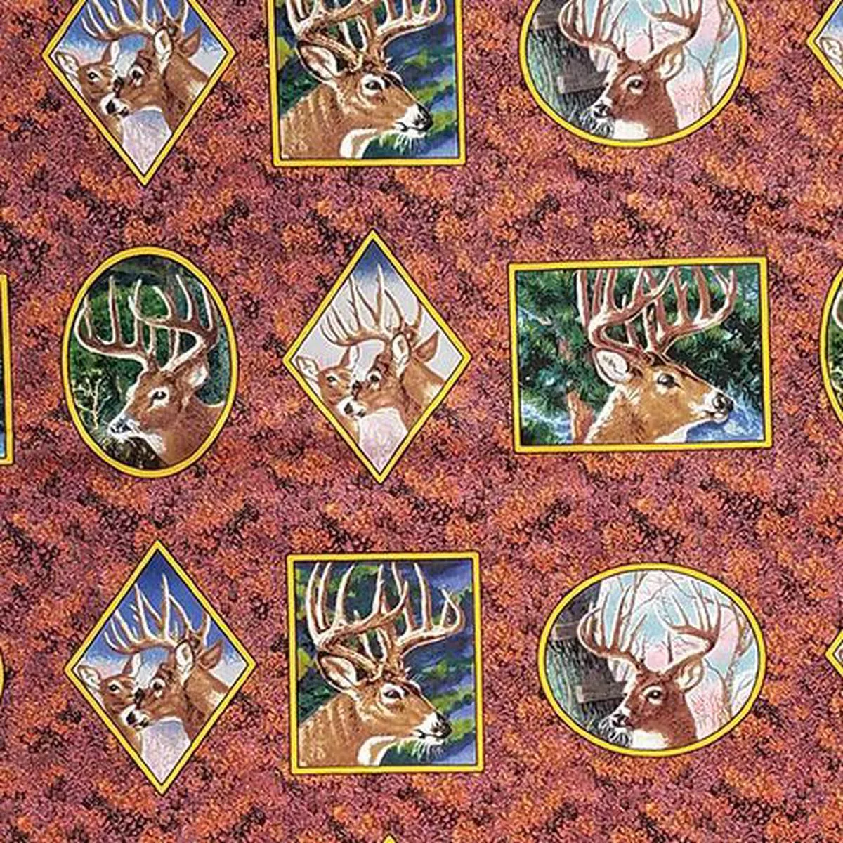 Elk Portraits Cotton Fabric