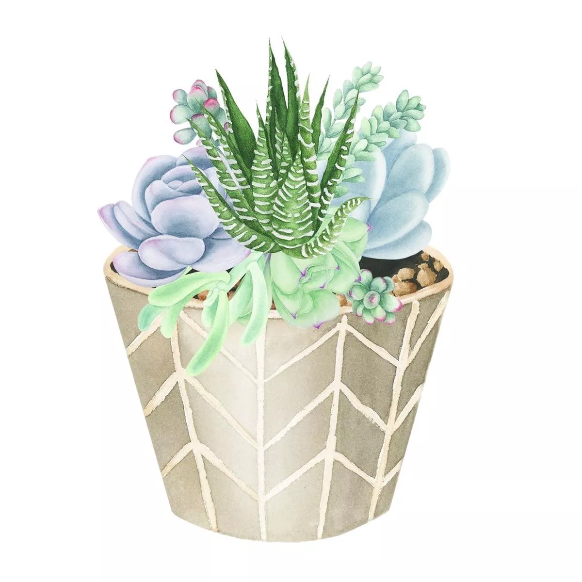 Emerald Watercolor Succulent Fabric Panel Variation 3