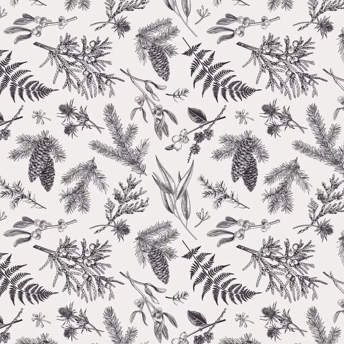 engraved-christmas-plants-fabric Engraved Christmas Plants Fabric
