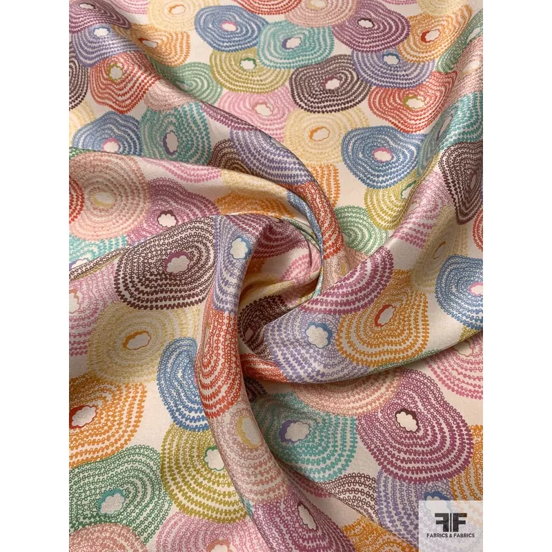 Ethnic Circles Printed Silk Shantung – Multicolor