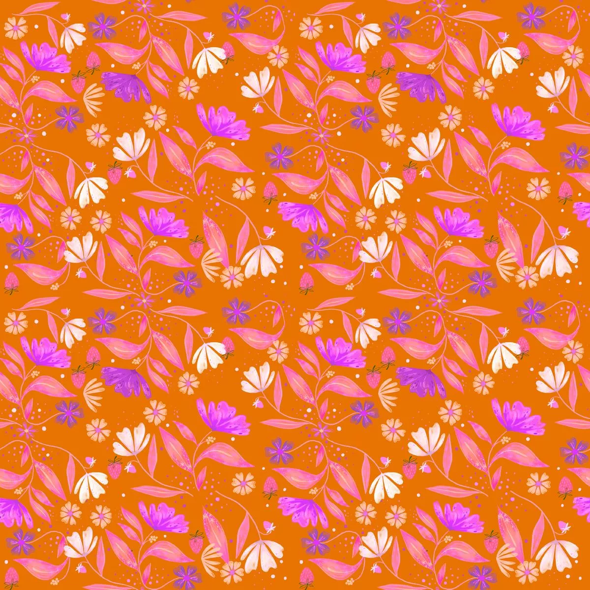 ettavee-cottage-fleurs-on-orange-fabric EttaVee Cottage Fleurs on Orange Fabric