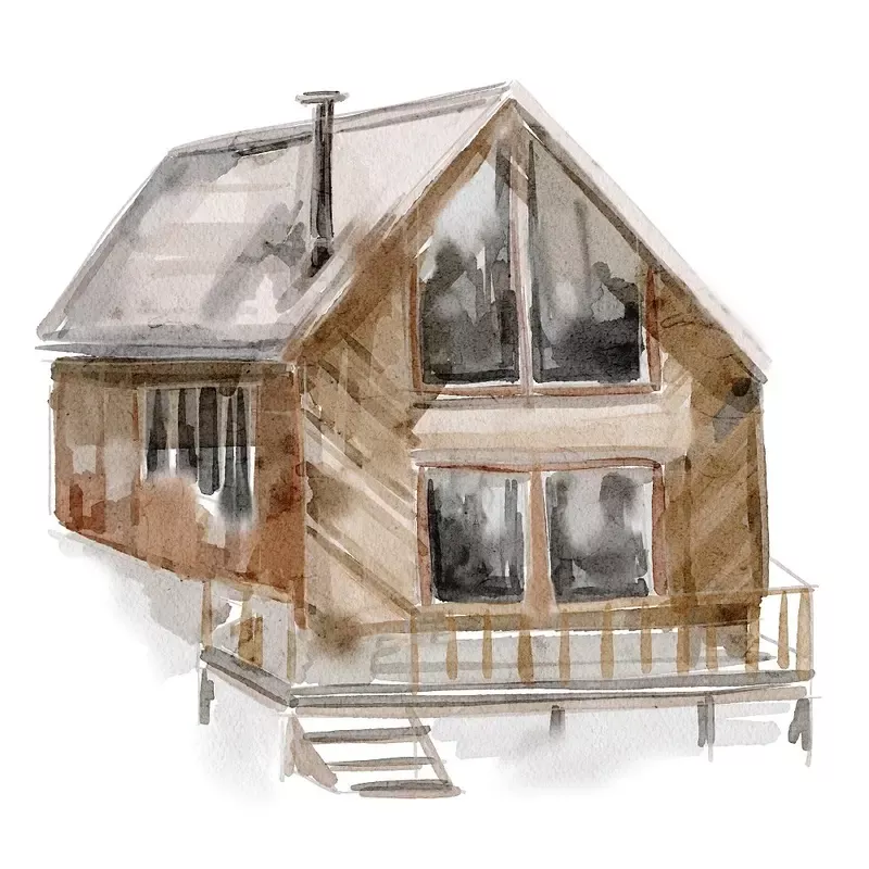 Evergreen Forest Cabin Fabric Panel