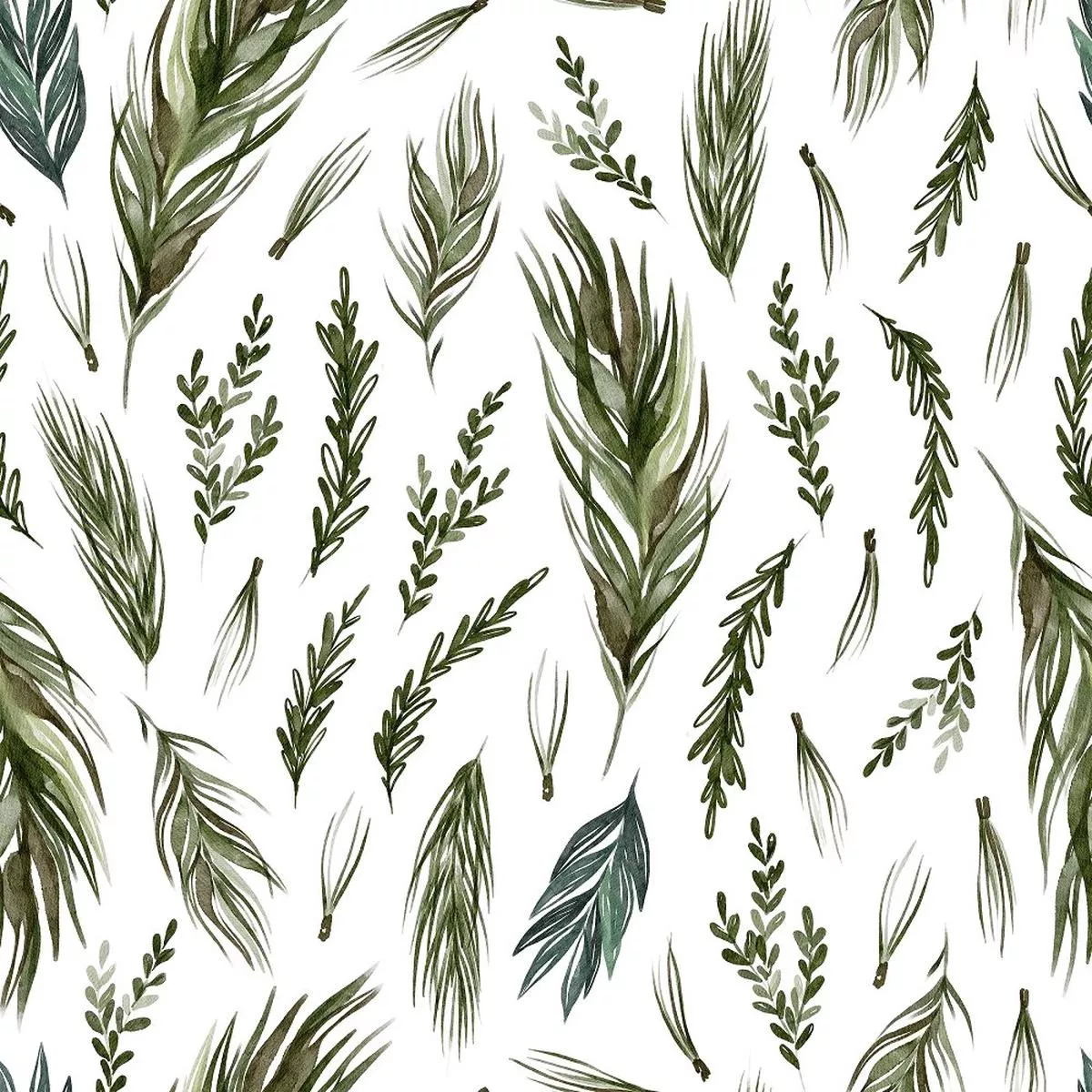 Evergreen Forest Foliage Fabric – White