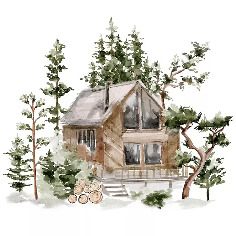 evergreen-forest-scene-5-fabric-panel Evergreen Forest Scene #5 Fabric Panel