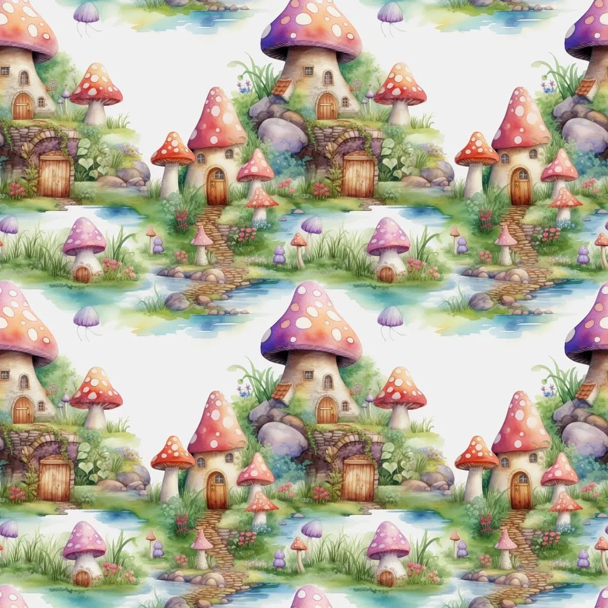 Fairy Houses Pattern 6 Quilting Cotton Fabric