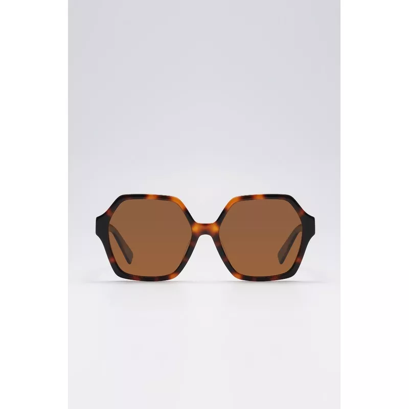 Fangyan | Hexagonal Tortoiseshell Brown Sunglasses
