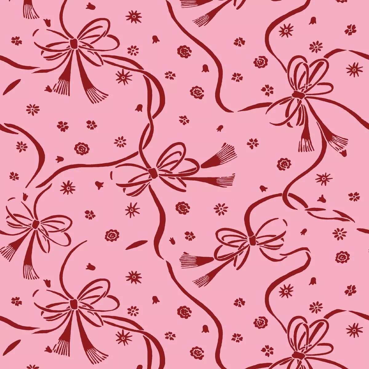 Festive Bows on Blush Fabric