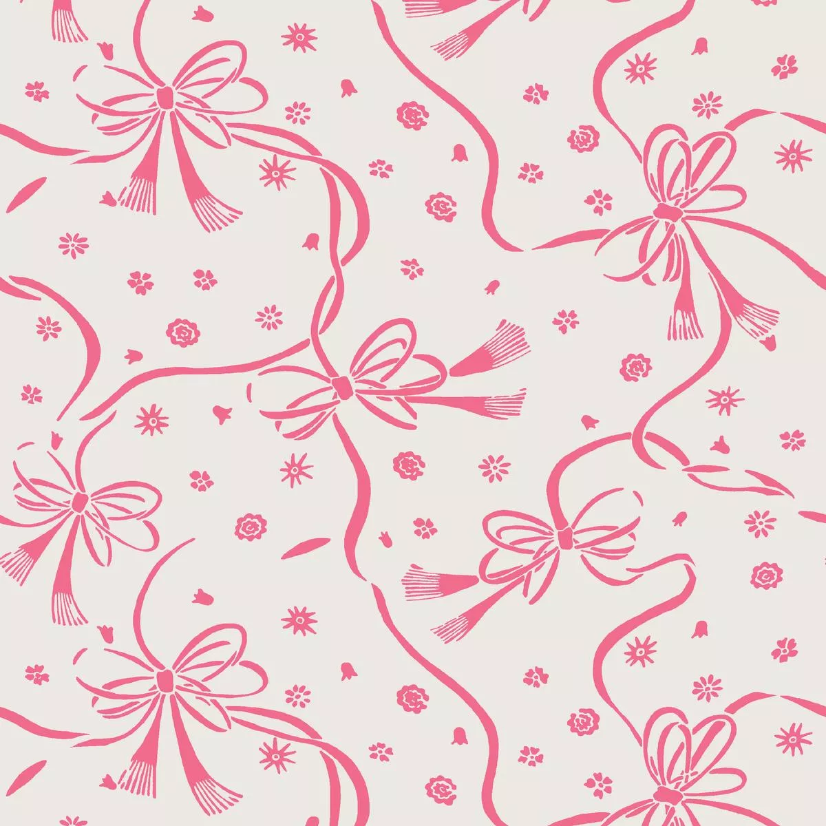Festive Bows on Ruby Fabric