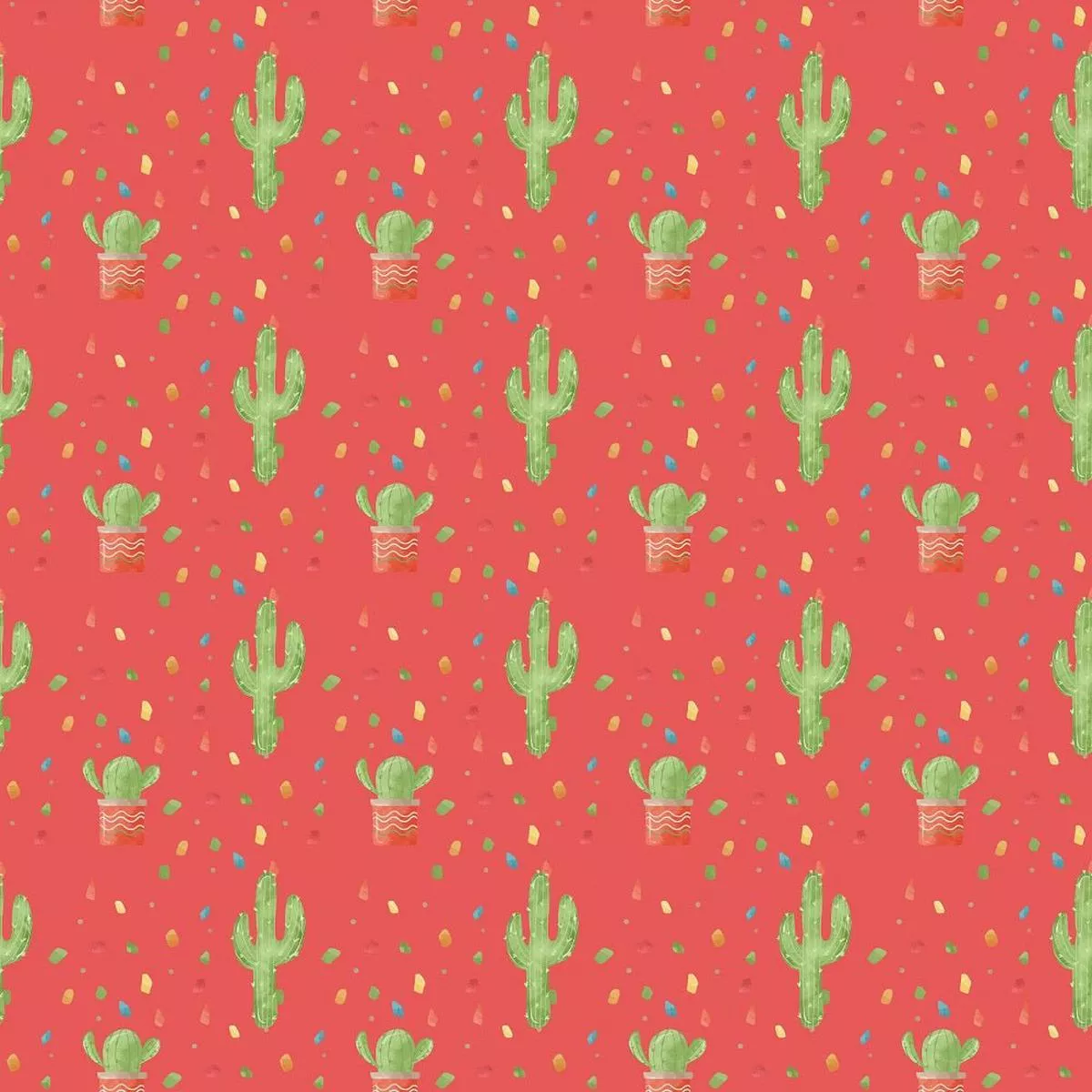 Fiesta! Cactus Allover Fabric – Red