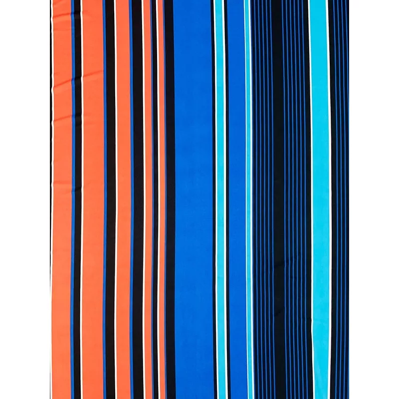 fiesta-orange-vivid-blue-black-white-polyester-lycra-large-vertical-stripe-print Fiesta Orange/Vivid Blue/Black/White Polyester/Lycra Large Vertical Stripe Print DTY Knit 60W