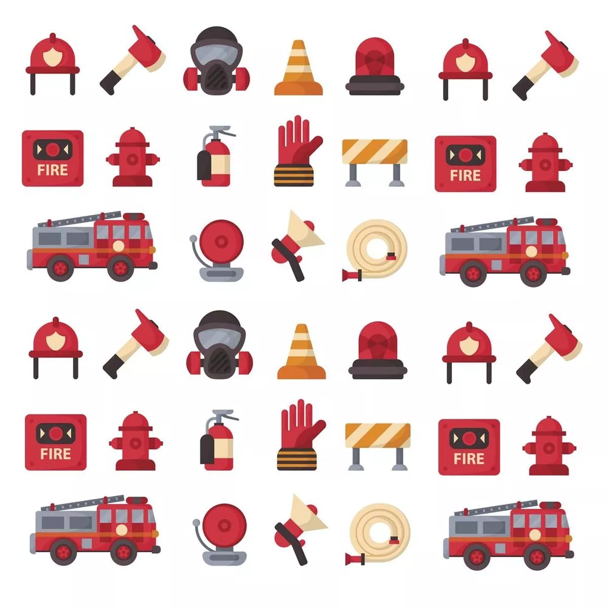 firefighter-emergency-icons-fabric-red Firefighter Emergency Icons Fabric – Red