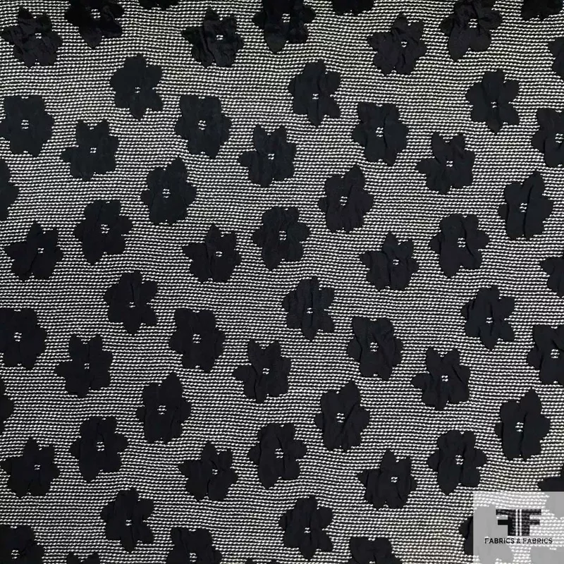 Floral Brocade – Navy/White
