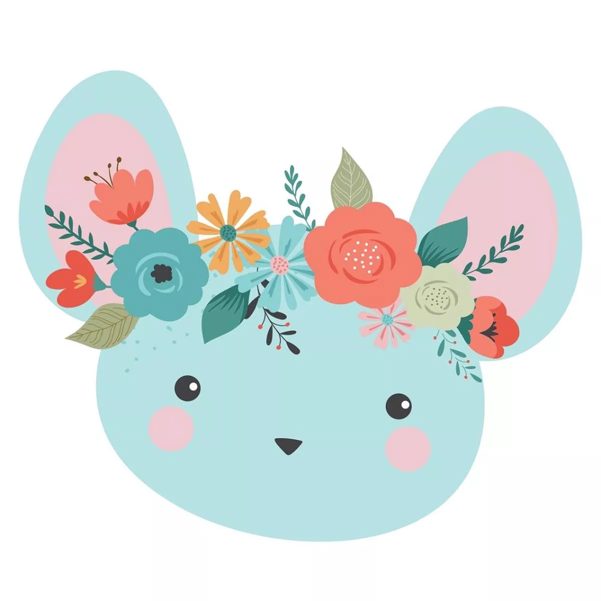 Floral Crown Mouse Fabric Panel
