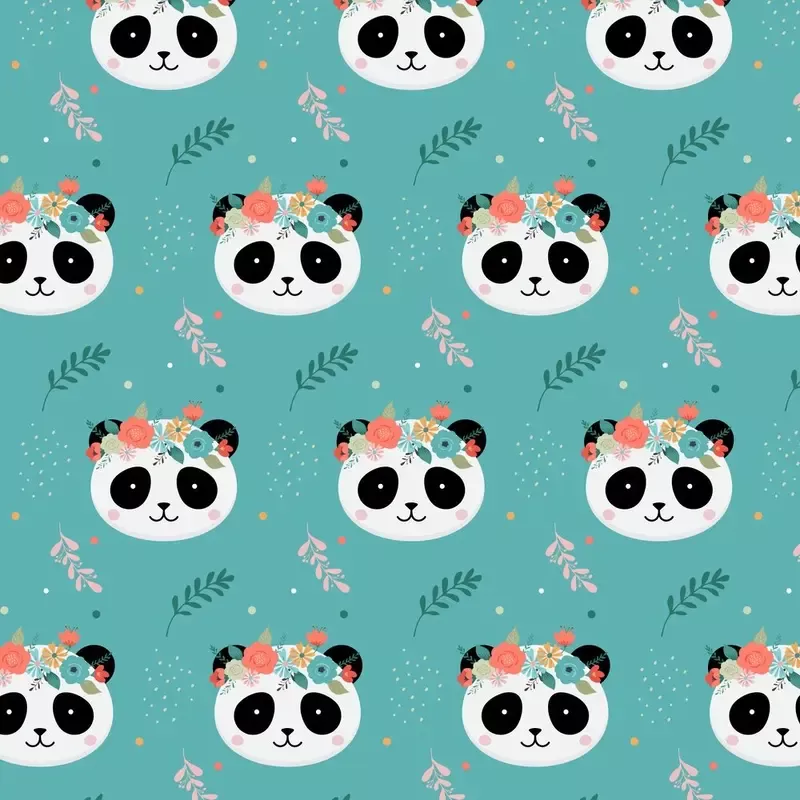 floral-crown-panda-fabric-blue Floral Crown Panda Fabric – Blue