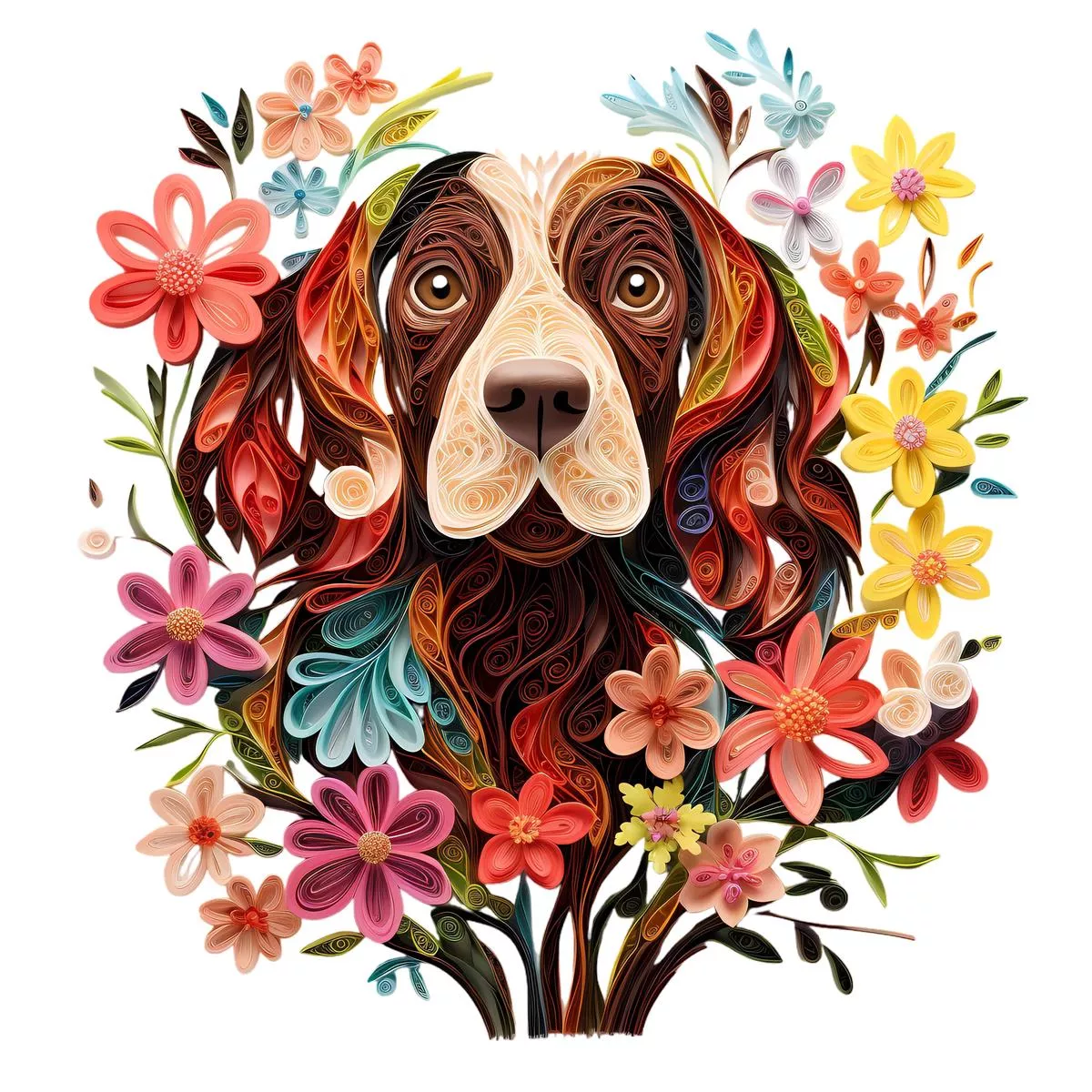 floral-dogs-26-fabric-panel Floral Dogs #26 Fabric Panel