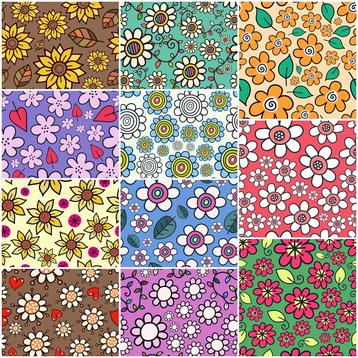 Floral Doodle Fabric Collection – 1/2 Yard Bundle