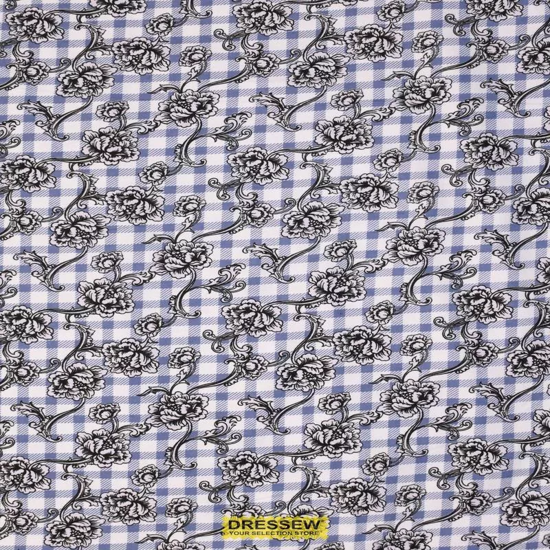 Floral Gingham Flannelette Denim / White