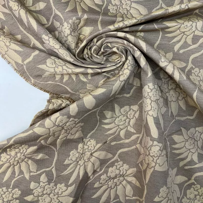 Floral Golden Gray Polyester Jacquard